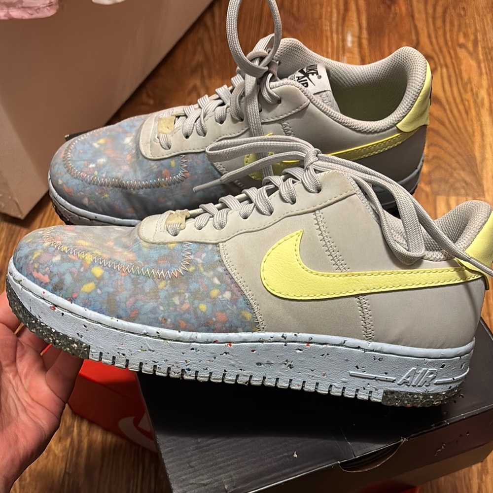 Nike Gray and Yellow Athletic Shoes with Air Force 1 Crater